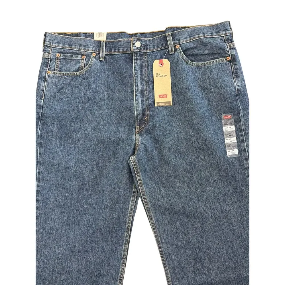 Levi’s 550 Relaxed Fit Jeans Mens 46x34 Blue Denim NWT Classic Straight Leg